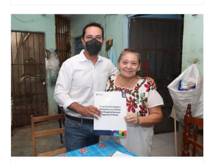 María Máxima Chulim Teh, quien padece cáncer de endometrio, recibió de manos del Gobernador la ayuda económica y alimentaria que la apoyará en su lucha contra esta enfermedad.