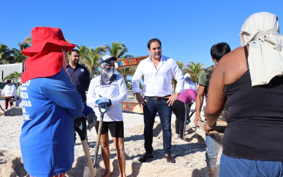 La limpieza se realiza siguiendo los criterios de la FEE, la cual certifica que las playas de Progreso continúen siendo Blue Flag.